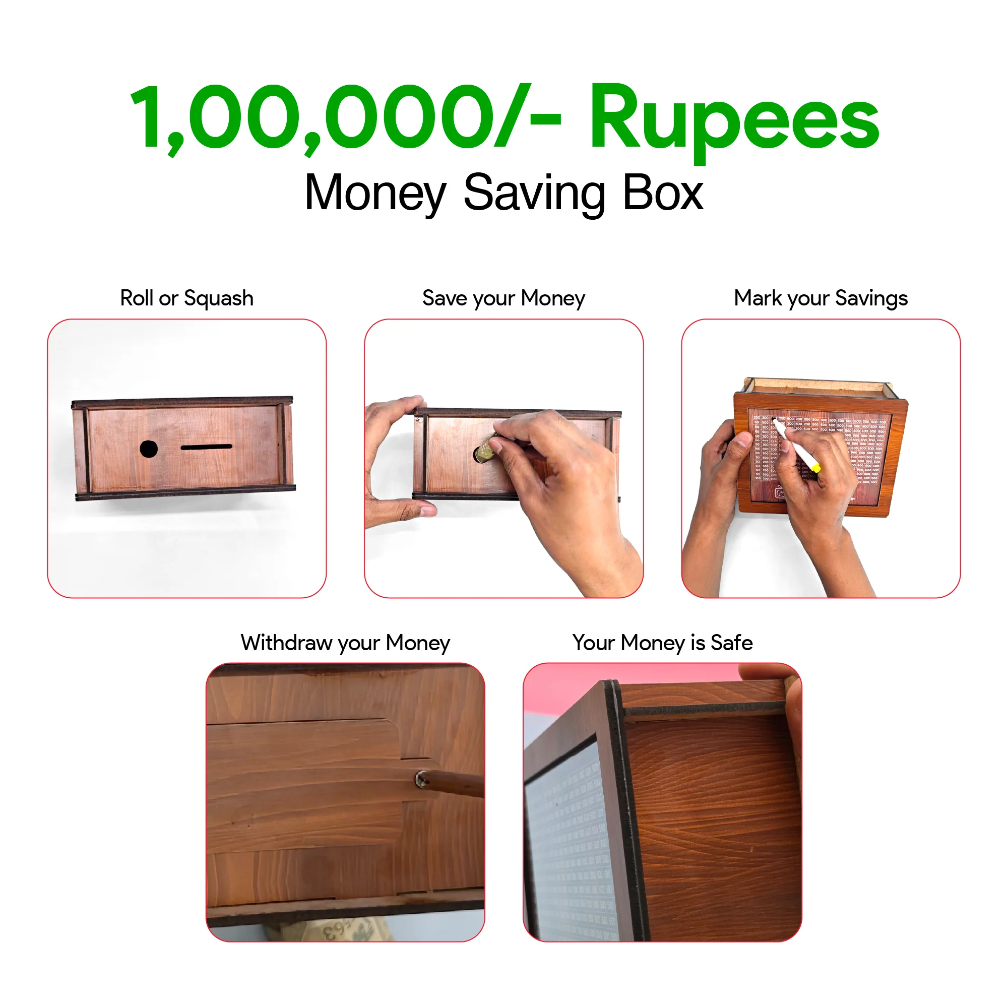 1,00,000 Rupees Money Saving Challenge Box- Reusable - Image 3