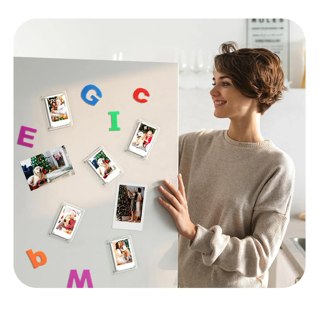 Personalised Polarid Acrylic Photo Frame Fridge Magnet Set of 4 - Image 3
