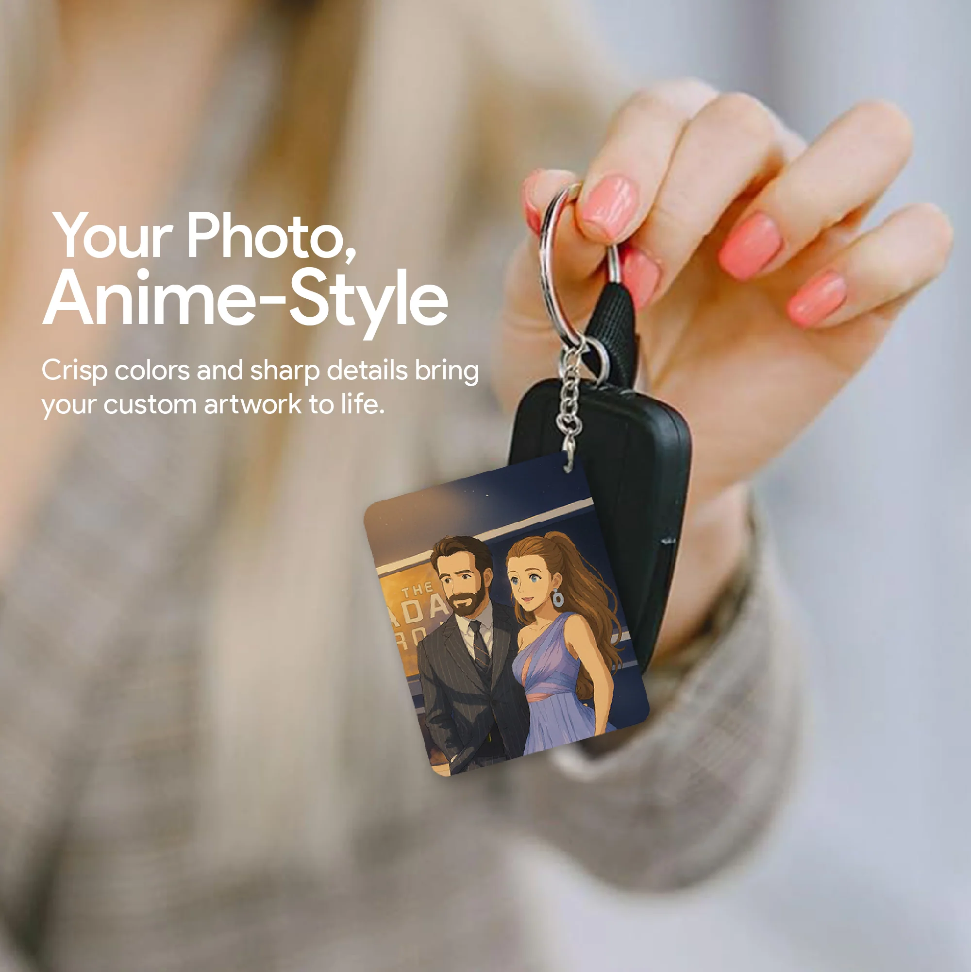 Personalized Couple Acrylic Ghibli Anime Art Style Keychain - Image 6