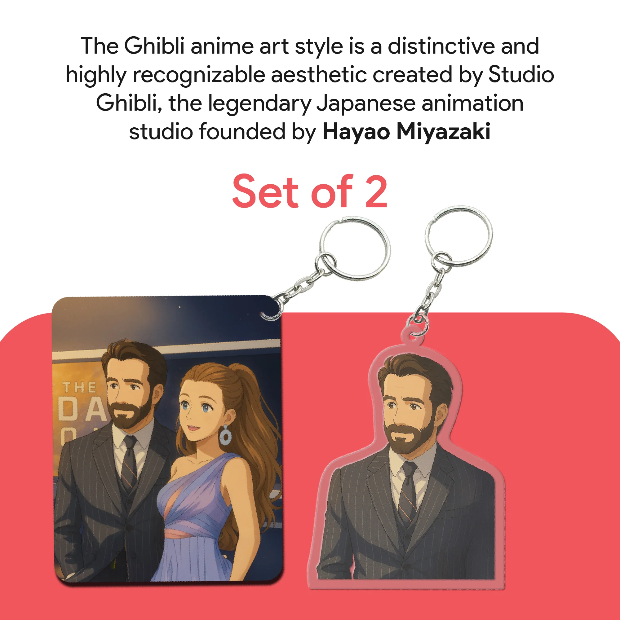 Personalized Couple Acrylic Ghibli Anime Art Style Keychain – Set of 2 - Image 5