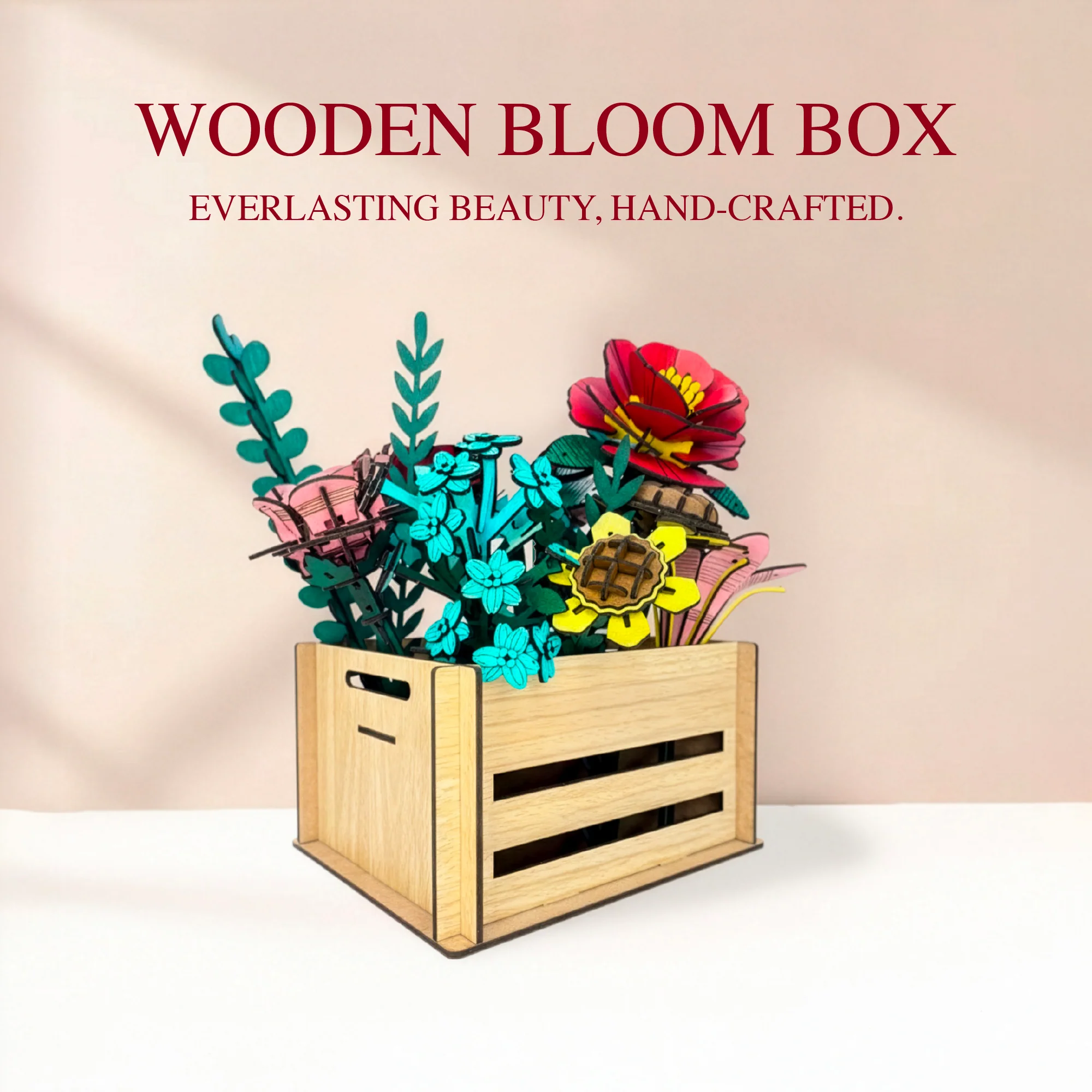 Wooden Bloom Box – Everlasting Wooden Flower Arrangement for Table Décor - Image 5